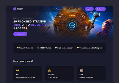 SlotWolf Casino Landing Page🎰 ui