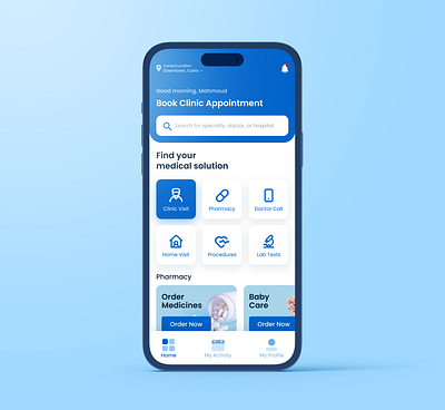 Vezeeta New Home UI/UX app healthcare home screen mobile app product design ui vezeeta