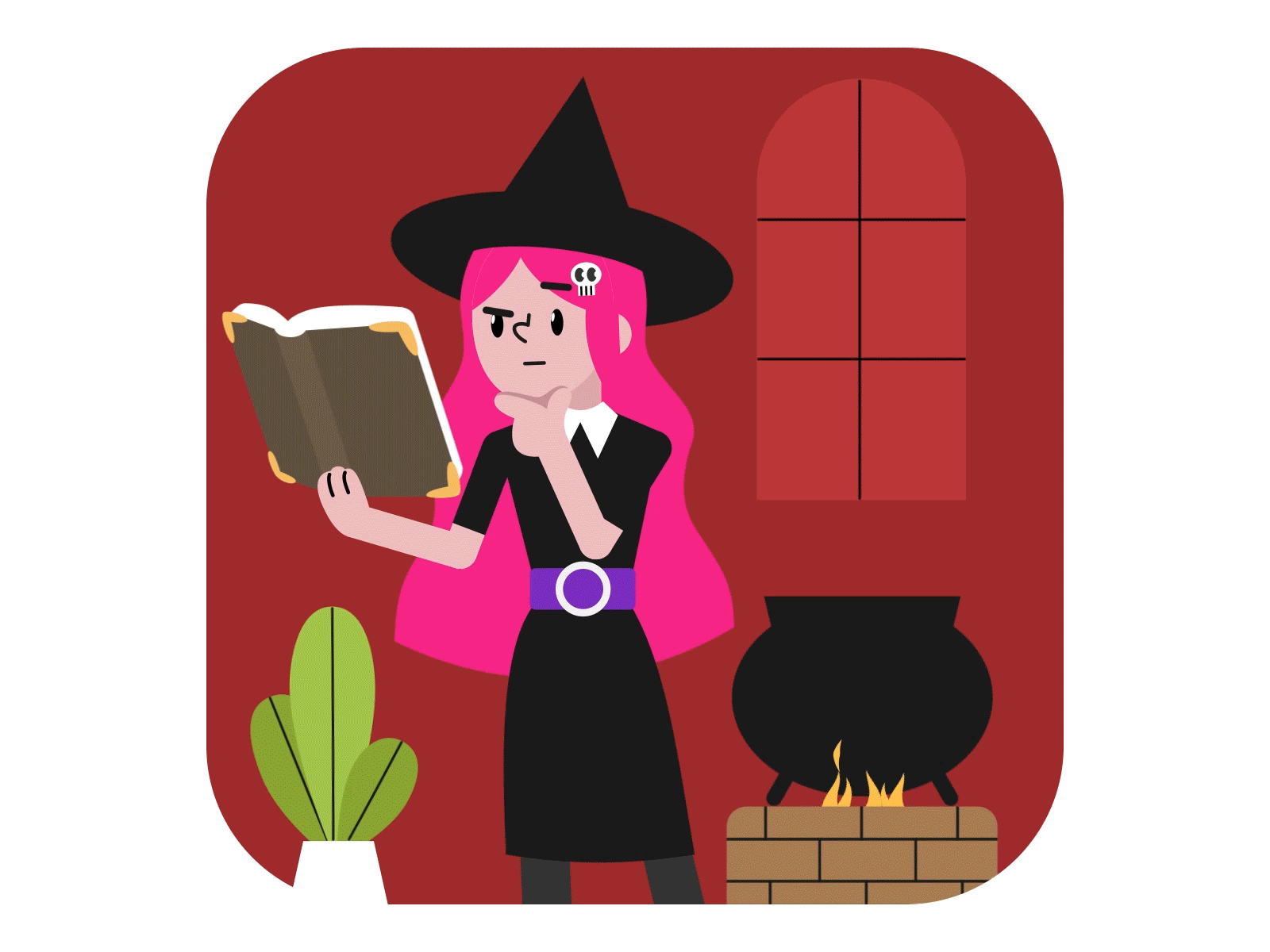 witch making potion animation cauldron character animation girl halloween illustration potion witch