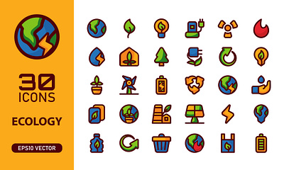 Ecology set icon icon organic ui ux