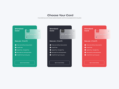 Choose Card Section card design finance fintech graphic design payment price section ui