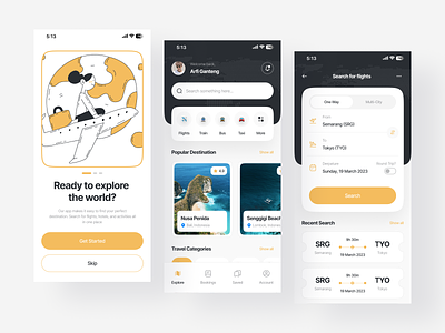 Beyond - Travel Mobile Apps 🏔️ app booking app design destination flight app hotel illustration minimal ticket app travel travel app travel mobile app trip ui ux