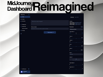 Midjourney Dashboard reimagined ai digital art midjourney text to image ui web design webdesign