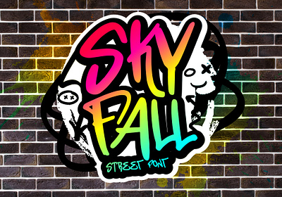 Sky Fall Font font design font family graffiti font handwritten font typography