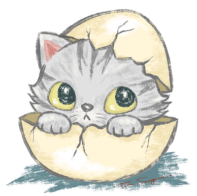 Egg Kitten animal cat egg illustration kitten kitty pet