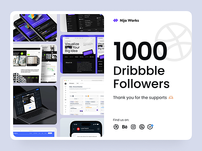 1000 Followers! 1000 1k achievement celebration dribbble followers milestone thank you thank you page thanks