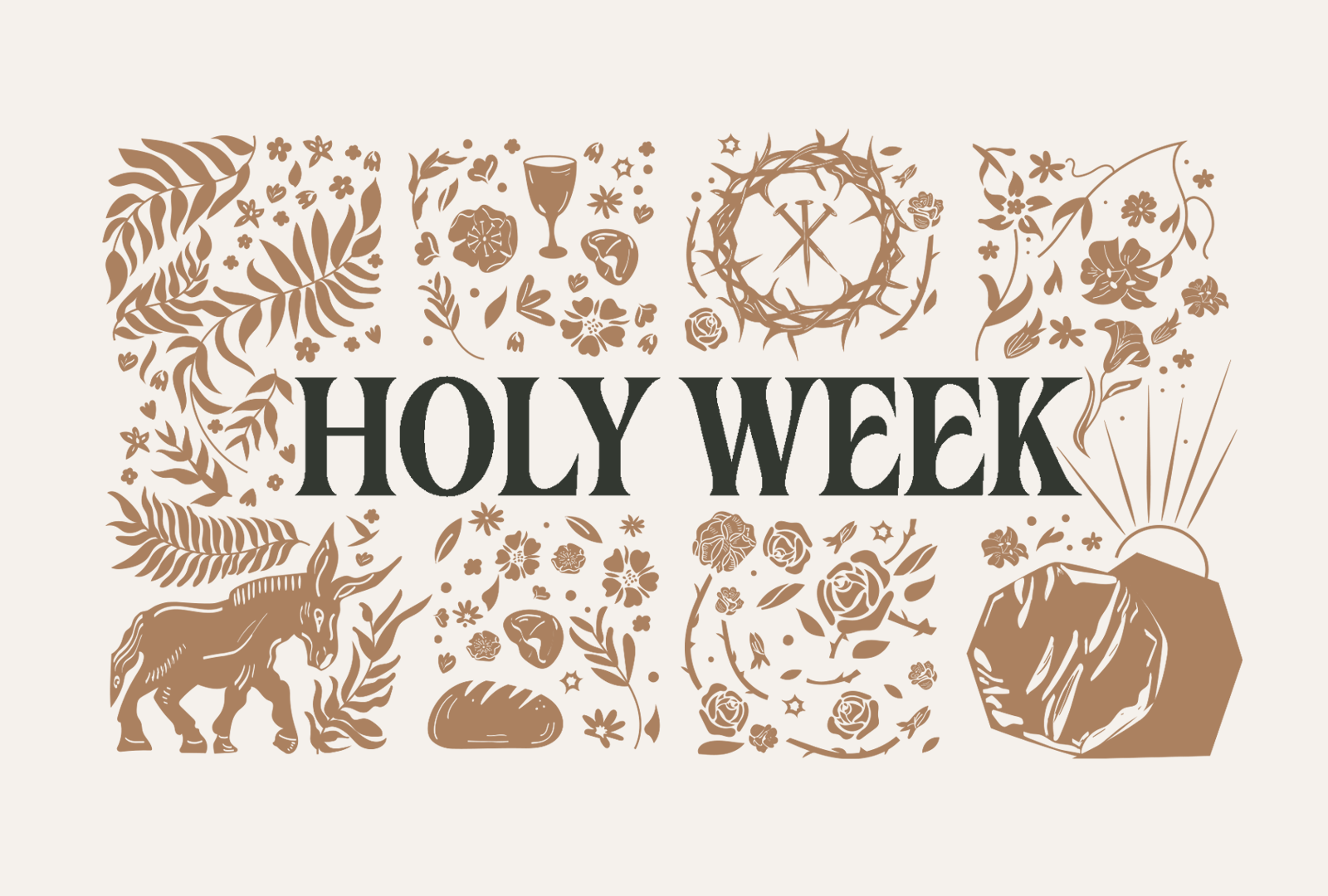 Easter 2023 bible bread church church resources crown of thorns donkey easter good friday holy week illustration maundy thursday ministry palm sunday ressurection serm sermon art sermon series sunday tomb