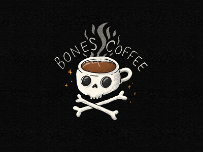 Bones Coffee apparel design bones caffeine coffee cute deadly illustrative illustrator print design skeleton skull spark sticker