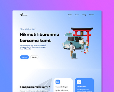 Landing page 3d animation branding graphic design ui