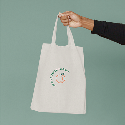 Spring Peach Market Tote branding graphic design typography