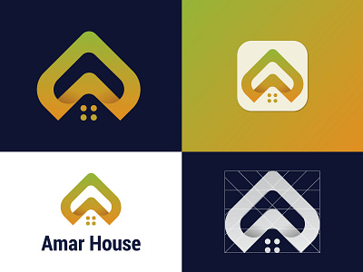 Amar House Modern logo design 2d 3d a logo abstract logo branding branding logo creative logo design gradient logo graphic design house logo icon illustration letter logo logo logo design logo maker logos modern logo monogram