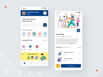 Online Course Mobile App 📚 app ui books class course app education edutech elearing exam graphic design iso app learning app lesson app mobile deisgn online course app ui ux