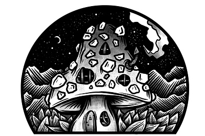 Mushroom House american black branding color design illustration logo spectronium style tattoo ui vector