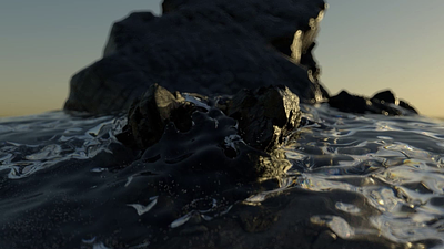 ocean rock 3d motion graphics