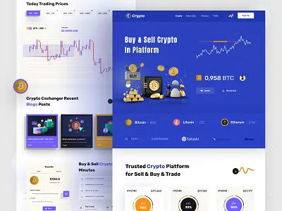 Cryptocurrency Exchange Crypto website design: Web Landing Page bitcoin blockchain crypto currency webdesign crypto homepage crypto trading crypto wallet web crypto website design cryptocurrency cryptocurrency landing page cryptocurrency website design exchange finance financial website web web design web landing page ui design website