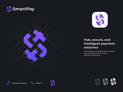 SmartPay logo design banking blockchain brand identity branding cash cryptocurrency currency data digital e payment fintech investment logo modern logo money pay software tech technology transmission
