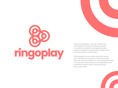 ringoplay-video creation and sharing platform, app, media logo app logo brand design brand identity branding circle design logo media logo minimal modern logo play logo ring video creation platform logo