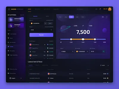 Crypto - Casino Interface (Dice Page) bets betting blockchain casino christmas crash crash design crypto crypto game dark ui dice dice page game interface jackpot loot lottery p2e roblox ufo web design