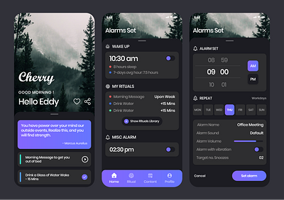 Meditation app Design app ui design branding creative app design graphic design health interaction design landing page meditation app meditation mindfulness minimal