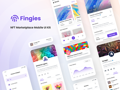 Fingies - NFT Marketplace Mobile App UI KIT Full Preview