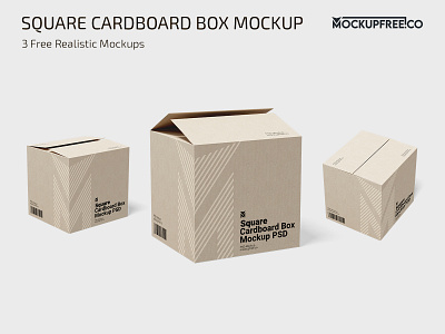 Free PSD Square Cardboard Box Mockup Design box boxes cardboard free freebies mockup mockups photoshop psd square template templates