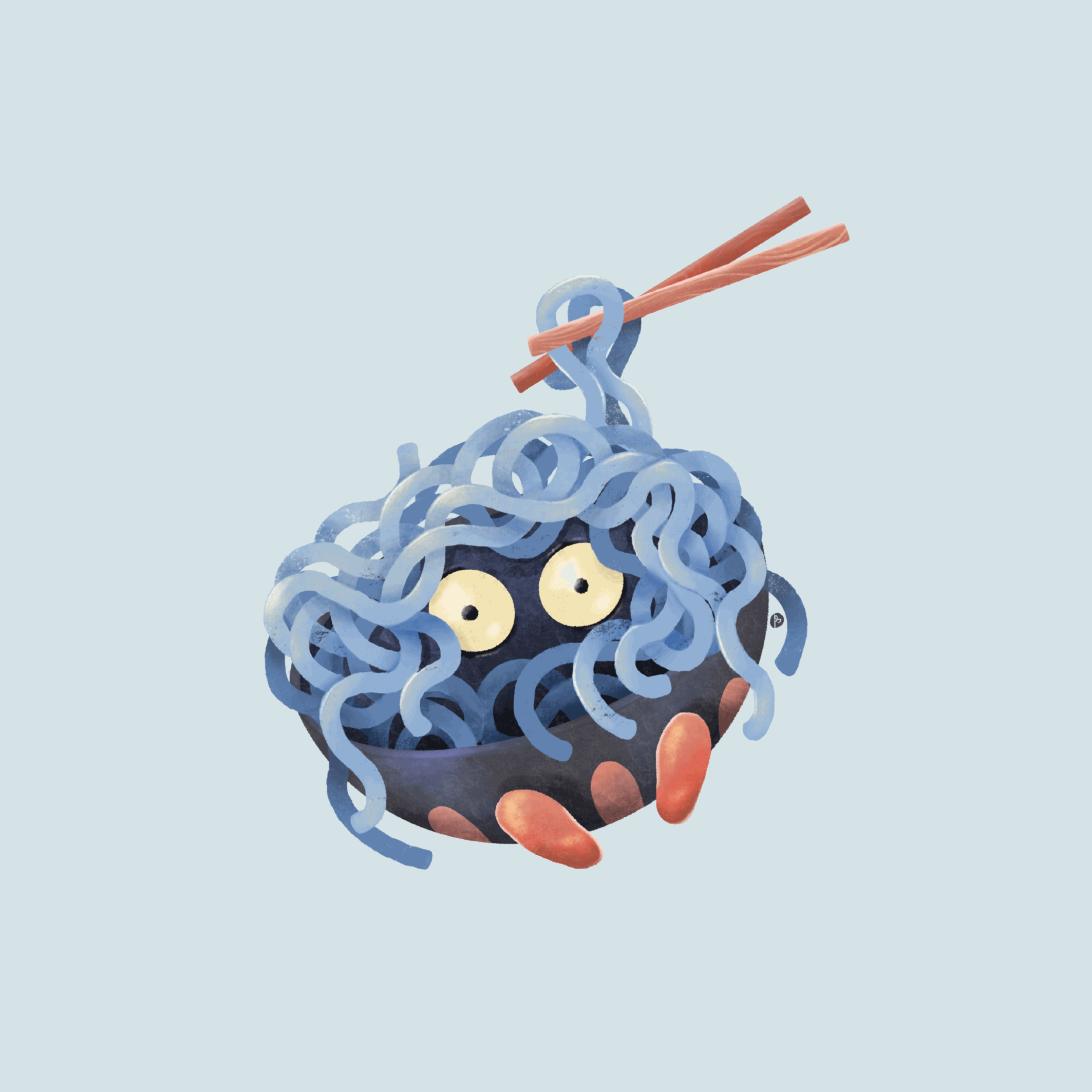 Tangoodle 🍜 character design digital art fan art food illustration noodle pokemon procreate tangela