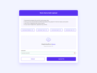 Bulk Upload UI bulk data bulk data ccsv csv pop up data upload design drag and drop error illustrated pop up data pop up data upload pop up design pop up ui ux pop up with state popup popup design ui ui pop upload upload pop up ux