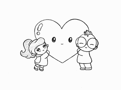 Day 052-365 Sharing Love 365project cute heart illustration ink kawaii love