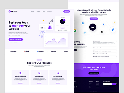 Validity - SaaS website homepage b2b website collaboration tool homepage landing page product design productivity tools productivity website project management saas saas landing page saas product task management app tasks team management ui element ux design web web design website website management
