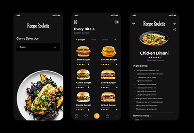 Recipe Application branding cook app design food app minimal mobile app ui recipe app designs uxui app design