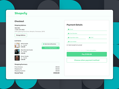 Daily UI Day 002 || Credit Card Checkout blue card checkout challenge checkout credit card checkout dailyui dailyui challenge figma frontend green grey ui uiux ux web white