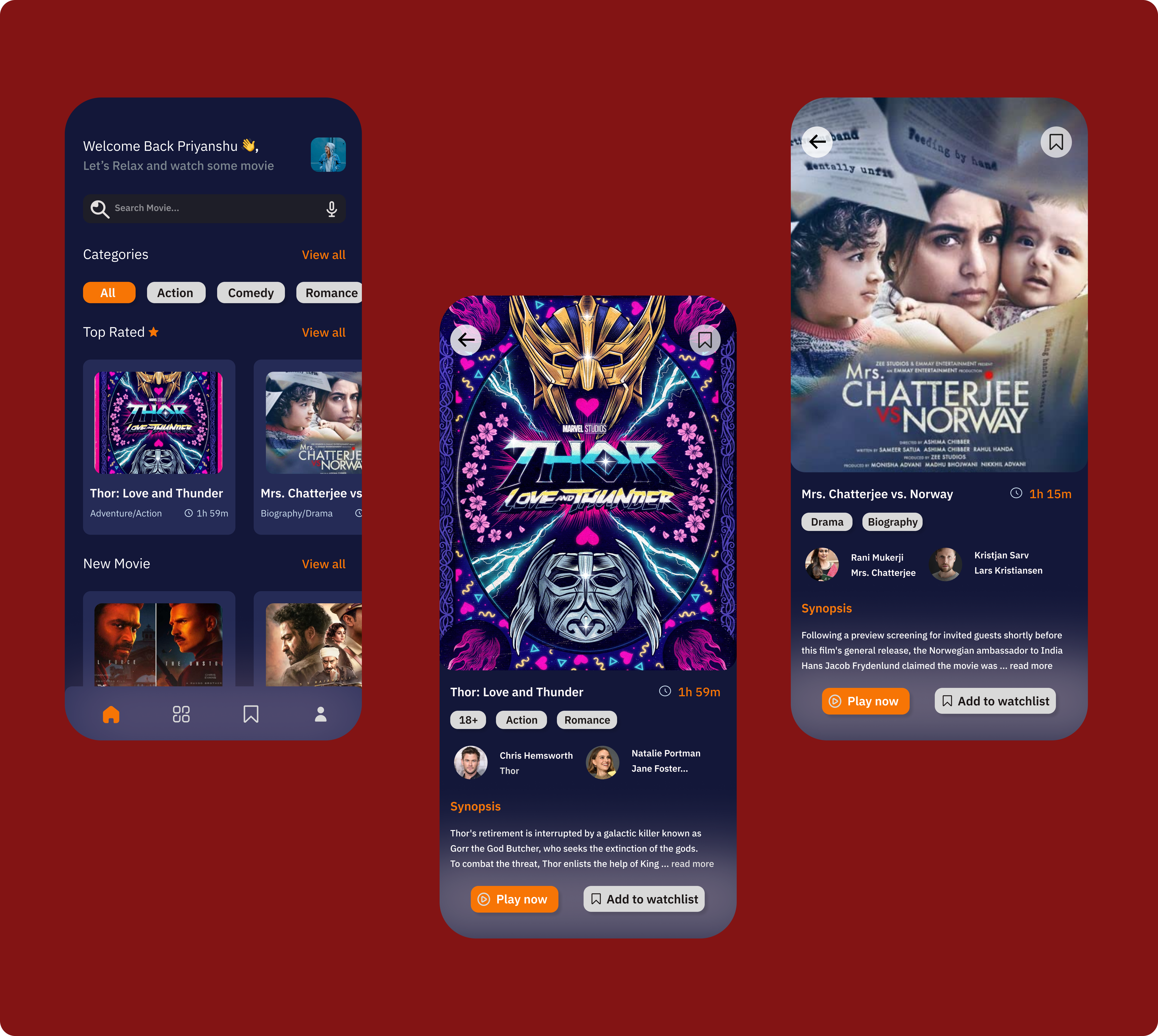 Filmfusion- "A blend of different styles or eras of filmmaking" animation app design freelancer illustration movie streaming thor ui userinterface ux