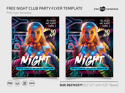 Free Night Club Party Flyer club event events flyer flyers free freebie night party photoshop psd template templates