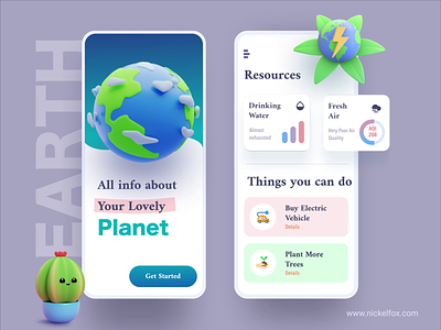 Earth Hour Mobile IOS App 3d android animation app dashboard design earth educating environment interface ios iphone mobile app mobile app design motion graphics nature online prototyping ui ux