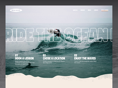 New wave landing page animation beach cc cognitive creators design lading page ocean sand scrolling surf surfing ui user interface wave website