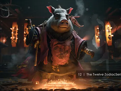 12 ｜ The Twelve ZodiacSeries - Pig animation design fashion illustration pig ui ux vision 设计