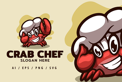 Crab Chef Logo illustration animal animation branding graphic design illustration logo smile ui