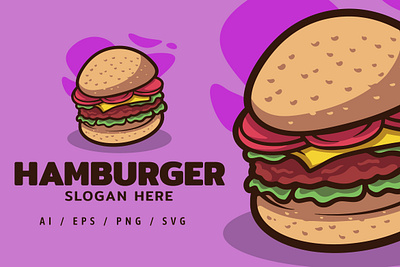 Hamburger Logo Illustration animal branding design fast food hamburger icon illustration logo mascot ui