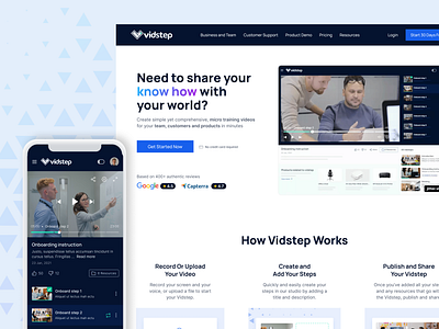 Vidstep Responsive Website design landing page mobile platform responsive saas ui ux video website
