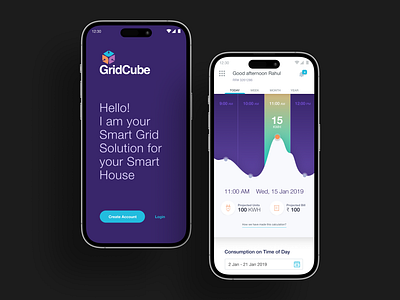 GridCube Mobile Application analytics management mobile smart home ui ux