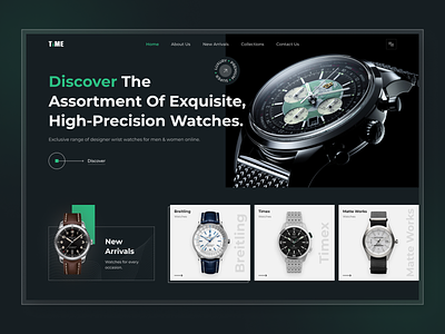 Branded Watches Online Concept apple watch clock ecommerce hand watch hero section homepage landing page luxury watch online store smartwatch smartwatch website store ui design watch watch website web web design website website design wrist watch