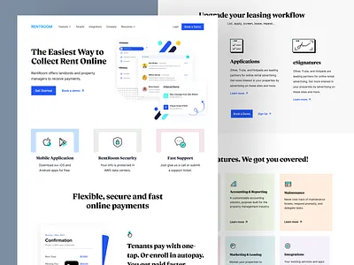 Rentroom property management web design design documents landing page management payments rent saas site startup uidesign uxui web page web site webdesign webflow webpage website