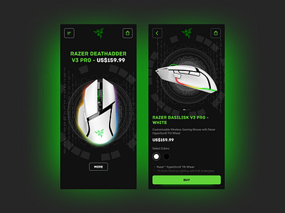 Razer App concept app concept mobile design mouse product page razer ui