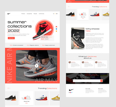 Nike landing page redesign app app design design landing page shoe app shoe website ui website website design