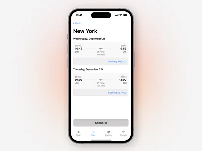 Flight Booking App | Trips airline app application booking clean concept daily ui dailyui design flight interface light light mode minimal minimalist mobile ui ui design uidesign user interface