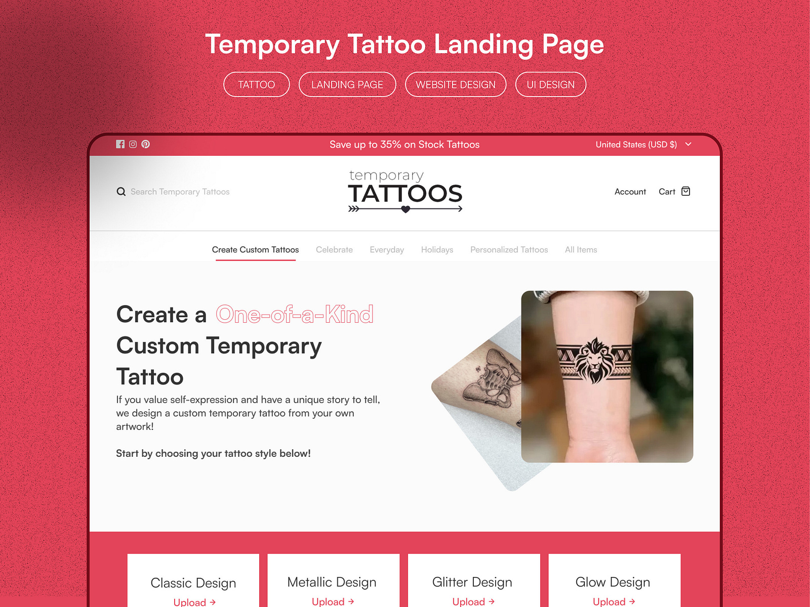 Temporary Tattoo Hero-Section Design by Michael on Dribbble