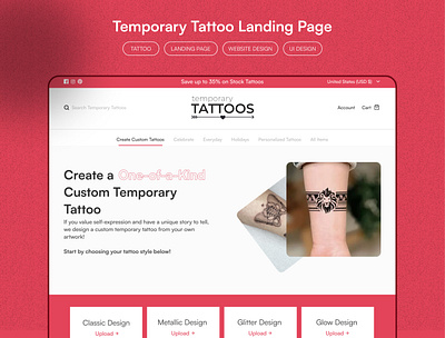 Temporary Tattoo Hero-Section Design design landing page tattoo website ui ui design uiux uiux design ux ux design website design