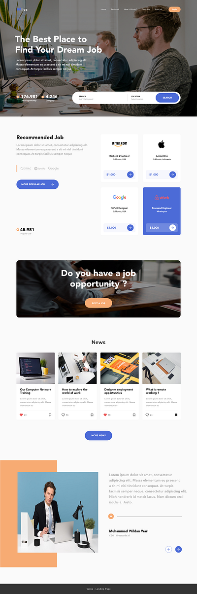 Job Finding - Landing page app ui design branding illustration job finder platform landing technology uiux website design