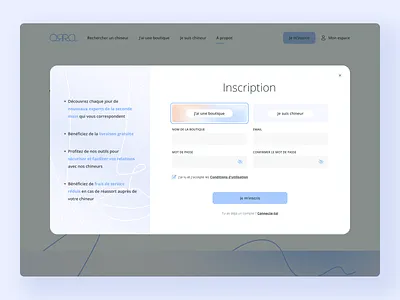 ORRA - Subscribe connexion form popin subscribe