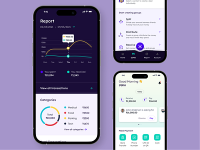 Dimo Mobile Application application bank dashboard fintech mobile money split ui upi ux